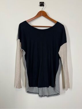 Calvin Klein Performance Colorblock Long Sleeve Top Exposed Zipper on back Med